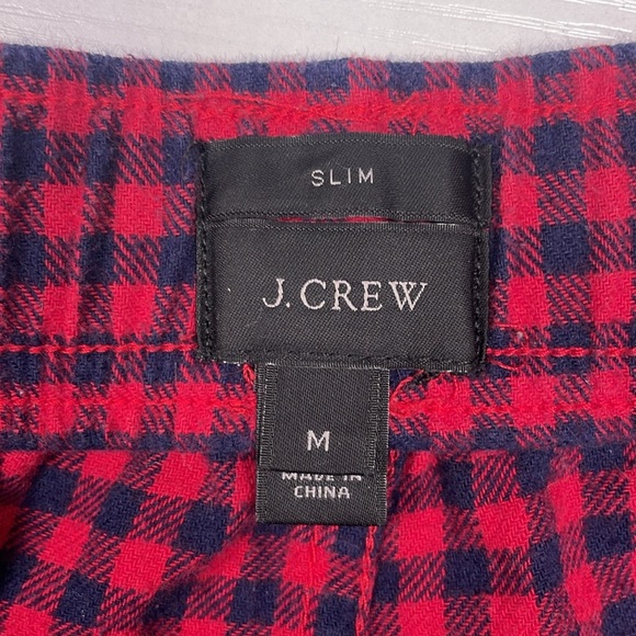 Men's J. Crew Flannel Plaid Elastic Waist Bootcut Pajama Pants Lounge Red Medium - Picture 6 of 7